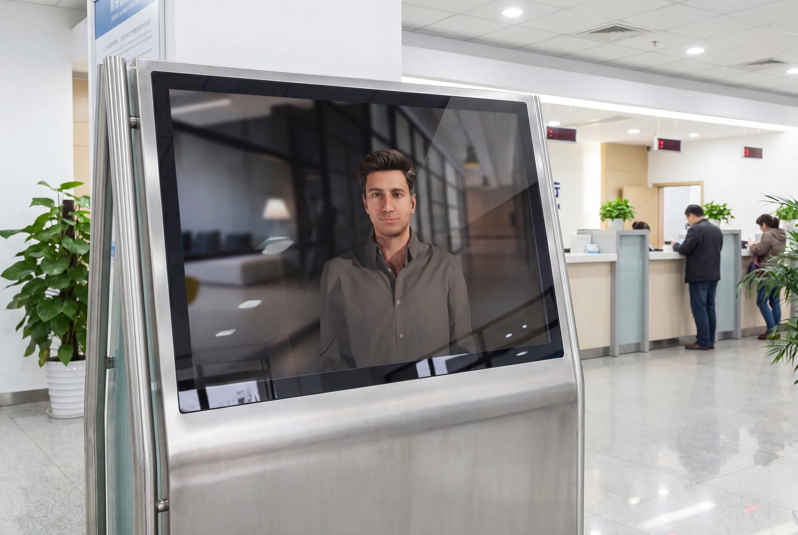 Engage kiosk serving a customer use case in a banking lobby